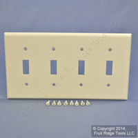 New Leviton Light Almond 4-Gang Toggle Switch Cover Wall Plate Switchplate 78012