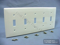 Leviton White 5-Gang UNBREAKABLE Switch Cover Wall Plate Nylon Switchplate 80723-W