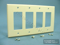 Leviton Light Almond Midway Decora GFCI GFI 4-Gang Wallplate Plastic Cover 80612-T