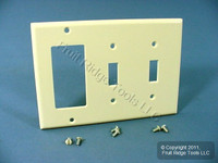 Leviton Residential Grade Almond 3-Gang Toggle Switch Cover Decora GFCI GFI Thermoset Plastic Wallplate 80421-A