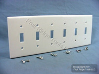 Leviton White 6-Gang Toggle Light Switch Cover Wall Plate Switchplate 88036