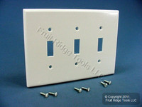 Leviton White LARGE 3-Gang Light Switch Cover Plate Triple Switchplate Wallplate