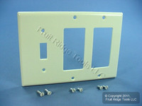 Leviton Almond 3-Gang Decora & Toggle Switch Cover Wallplate GFCI GFI 80431-A