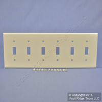 New Leviton Light Almond 6-Gang Toggle Switch Cover Wall Plate Switchplate 78036