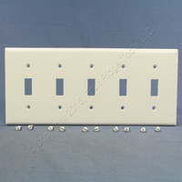 Cooper White 5-Gang Toggle Light Switch Cover Thermoset Plastic Wallplate Switchplate 2155W