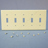 Leviton Almond Residential 5-Gang Toggle Switch Cover Wall Plate Switchplate 82023
