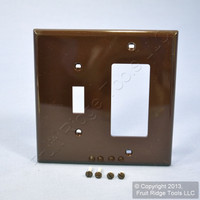 Leviton Brown Combination Toggle Switch Plate Decora GFCI Receptacle Wallplate Cover PJ126
