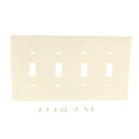 Leviton Almond 4-Gang MIDWAY UNBREAKABLE Thermoplastic Toggle Switch Wallplate Cover PJ4-A