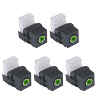 5 Hubbell Black Snap-Fit Keystone Stereo Audio RCA Jacks Green 110-Type SFRC110GN
