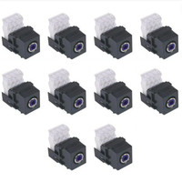 10 Hubbell Black Snap-Fit Keystone Stereo Audio RCA Jacks Blue 110-Type SFRC110B