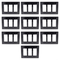 10 Hubbell Black 3-Gang Nylon Decorator/Rocker Cover Mid-Size Wallplates NPJ263BK