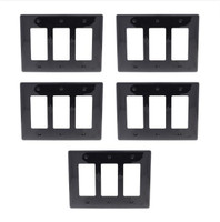 5 Hubbell Black 3-Gang Nylon Decorator/Rocker Cover Mid-Size Wallplates NPJ263BK