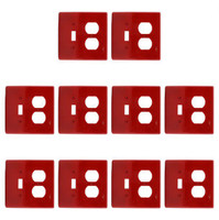 10 Hubbell Red Mid-Size Unbreakable Switch Plate Cover Outlet Wallplates NPJ18R