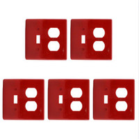 5 Hubbell Red Mid-Size Unbreakable Switch Plate Cover Outlet Wallplates NPJ18R