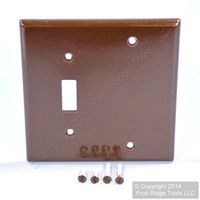 Leviton Brown 2-Gang Combination Switch Cover Switchplate Blank Wall Plate Box Mount 85006