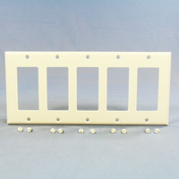 Cooper Light Almond Decorator 5-Gang Thermoset Wallplate GFCI GFI Cover 2165LA