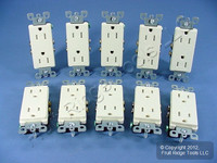 10 Leviton Almond TAMPER RESISTANT Duplex Receptacle Outlets NEMA 5-15 15A T5325-A