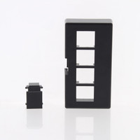 Leviton Black Quickport 4-Port Cubicle Wallplate Data Faceplate Extra Deep 49900-EE4