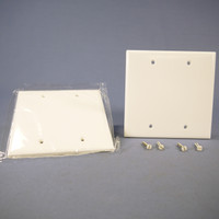 2 Cooper White STANDARD 2-Gang Blank Cover Box Mounted Thermoset Wallplates 2137W