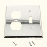 Creative Accents/Jackson Deerfield 9CS106 2-Gang Combination Toggle Switch Duplex Receptacle Outlet Wallplate, Steel Cover with Polished Chrome Plated Finish