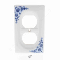 Creative Accents Porcelain Blue Flower Receptacle Outlet Cover Duplex Wallplate
