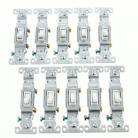 10 Eaton White Toggle Wall Light Switches Quiet Single Pole 15A 120V 1301-7W