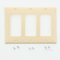 Eaton Ivory Standard Decorator 3-Gang Thermoset Wallplate GFCI GFI Cover 2163V