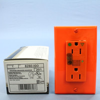 Leviton Orange ISOLATED Ground Hospital Grade LED Surge Receptacle Duplex Outlet ALARM 15A 8280-IGO