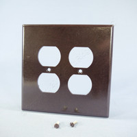 Leviton Brown OVERSIZE 2-Gang Receptacle Wallplate Duplex Outlet Cover 85116