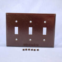 Eagle Brown Standard 3-Gang Toggle Switch Cover Thermoset Wall Plate Switchplate 2141B