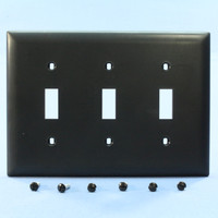 P&S Trademaster Black 3-Gang Toggle Switch UNBREAKABLE Wallplate Cover TP3-BK