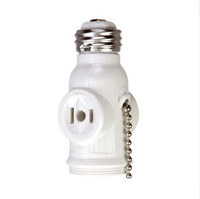 Eaton White Lampholder Light Socket Adapter Pull Chain w/Outlet Receptacle 718-3W