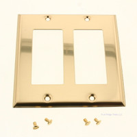 Creative Accents Brass Finish Plated Steel Two Gang Decorator Wallplate 9BS127