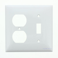 Mulberry 2-Gang White UNBREAKABLE Combination Toggle Switch Duplex Outlet Cover Receptacle Wallplate 90532