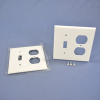 2 Cooper White Toggle Switch Plate Receptacle Outlet Covers 2G Wallplate 2138W