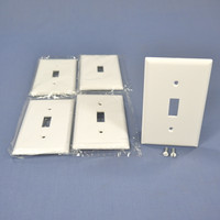 5 Cooper 1-Gang White Toggle Switch Residential Wallplate Plastic Covers 2134W
