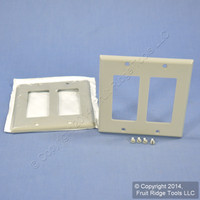 2 Leviton Gray Decora 2-Gang Standard Wallplate GFCI GFI Smooth Covers 80409-GY