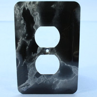 Leviton JUMBO Black Marble Vinyl-Coated Steel Outlet Cover Oversize Receptacle Wallplate 89303-BML