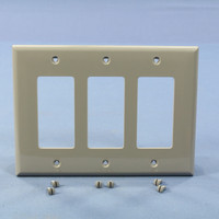 Cooper Gray 3-Gang Decorator UNBREAKABLE Mid-Size Wallplate GFI GFI Nylon Cover PJ263GY