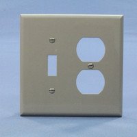Cooper Gray Mid-Size UNBREAKABLE Toggle Switch Duplex Outlet Cover Wallplate PJ18GY