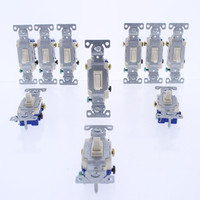 10 Eaton Almond Residential Toggle Light Switches 3-WAY 15A 120V Bulk 1303-7A