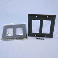 2 Cooper Black Decorator Standard 2-Gang Thermoset Wallplate GFCI GFI Covers 2152BK