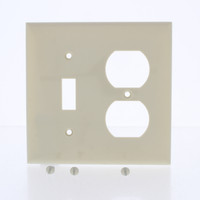 Mulberry 2-Gang Ivory UNBREAKABLE Combination Toggle Switch Duplex Outlet Cover Receptacle Wallplate 734532