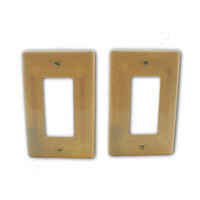 2 Hubbell Almond 1-Gang Decorator UNBREAKABLE Mid-Size Wallplates GFCI Rocker Switch Cover NPJ26AL