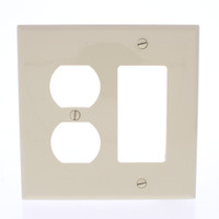 Eaton Ivory UNBREAKABLE 2G Duplex Outlet Decorator Switch GFCI Wallplate PJ826V