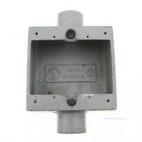 New Killark 1" Hub 3.75" x 11" x 7" 2-Gang Aluminum Surface Box Tapered Threads 2FSC-3