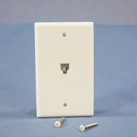 New Cooper White Flush Mount Phone Jack Wall Plate 4-Conductor Telephone 3532-4W