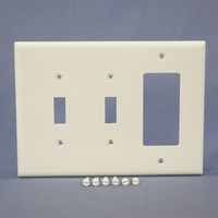 Cooper White Mid-Size 3-Gang Decorator Toggle Combination Unbreakable Wallplate PJ226W