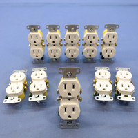 10 Hubbell White Residential Grade Straight Blade Duplex Receptacle Outlets NEMA 5-15R 15A 125V RR15W