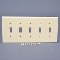 Cooper White 5-Gang Mid-Size UNBREAKABLE Nylon Toggle Switch Wallplate Cover PJ5W